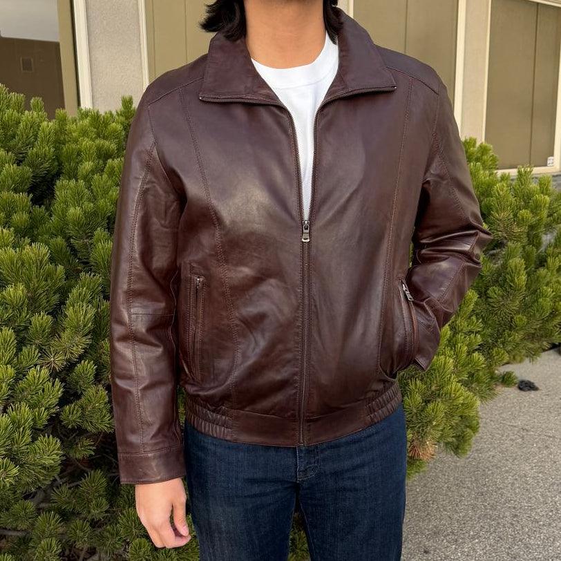Veste Bomber BOL pour hommes en cuir d'agneau TingEX-STOCK Canada