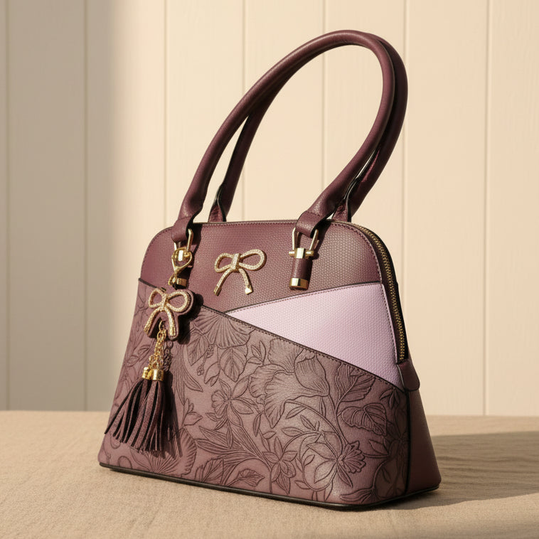 Temptation Italy Faux Leather 2-Handle Bag with Floral Design | EX-STOCK Canada