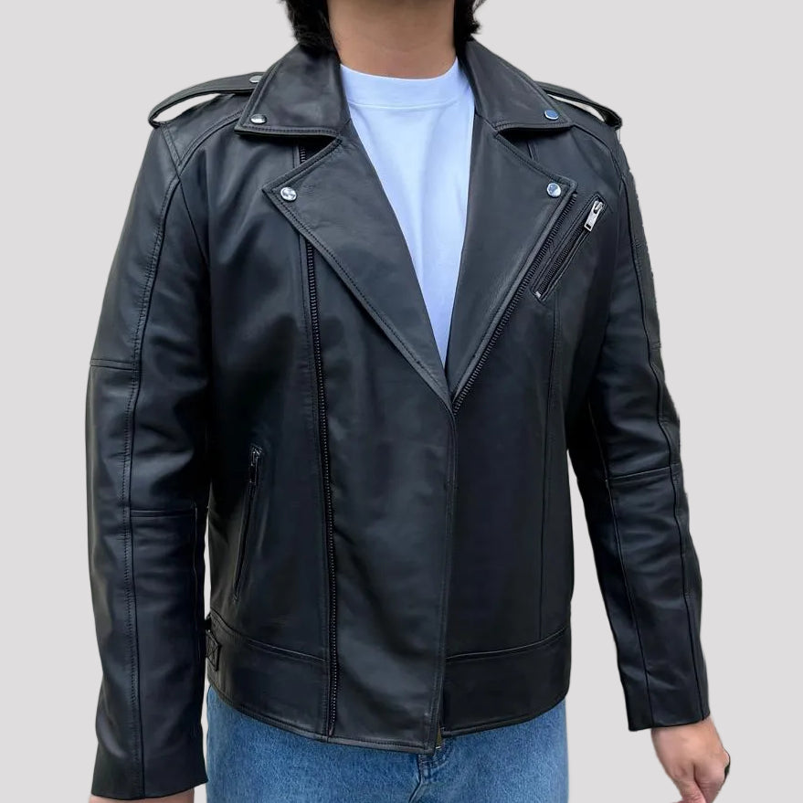Men's Soft Lamb Leather Biker-Look Jacket