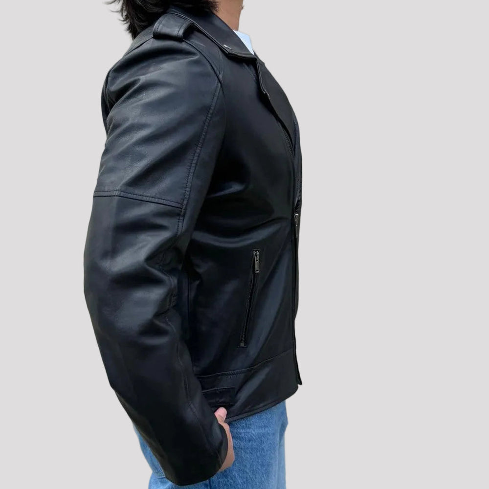 Men's Soft Lamb Leather Biker-Look Jacket