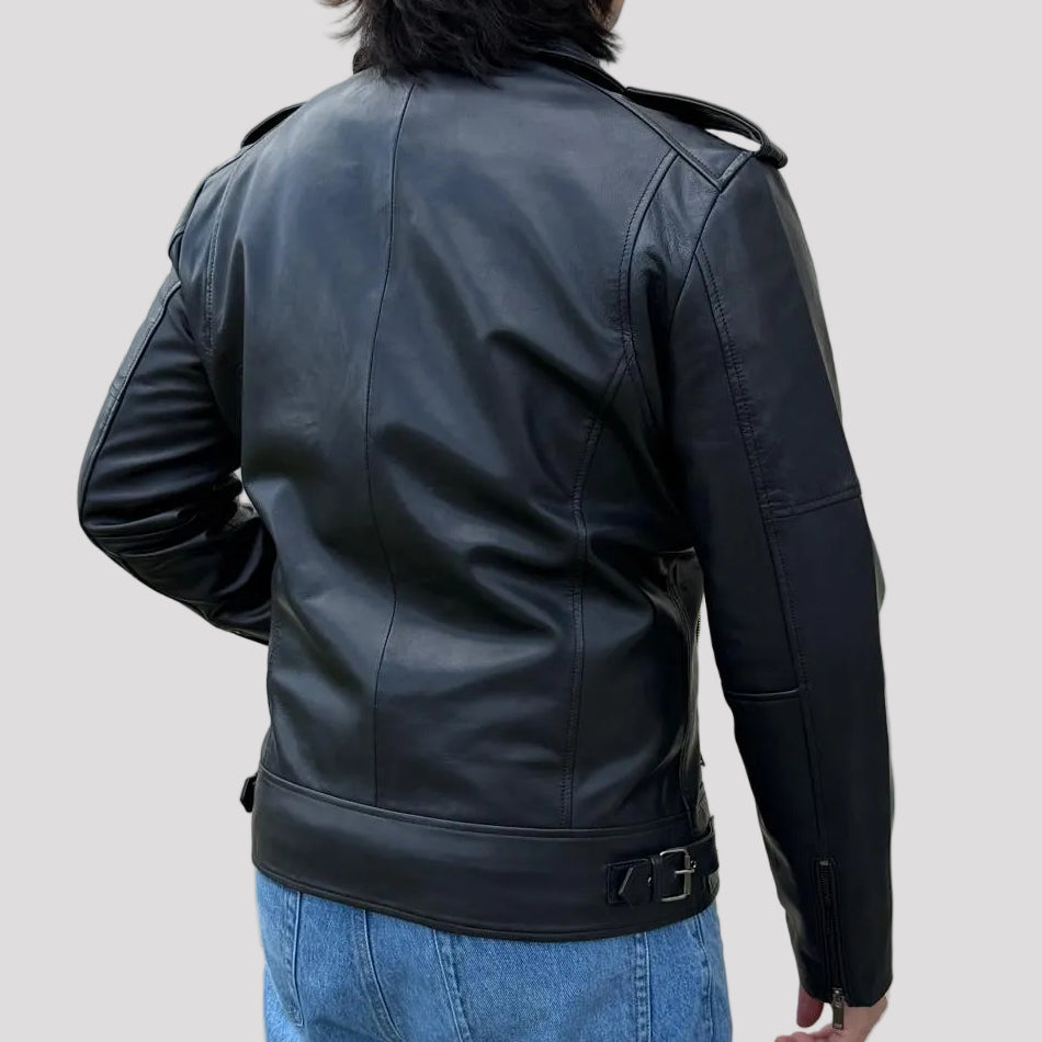 Men's Soft Lamb Leather Biker-Look Jacket