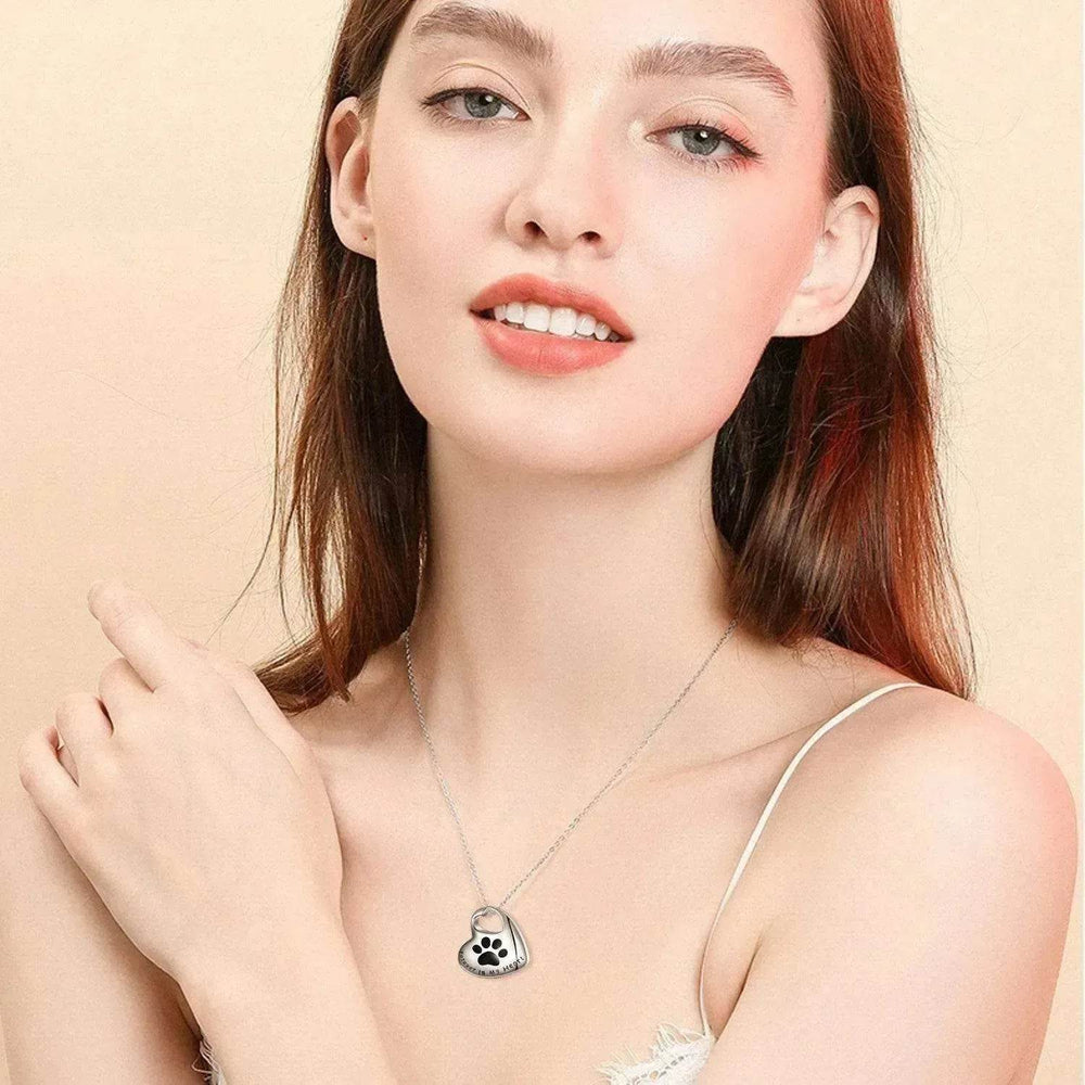 White Gold Plated Sterling 925 Silver Pet Paw Urn Necklace - EX-STOCK Canada