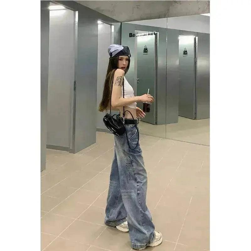 Jean pantalon street en denim cargo large et ample style boyfriend EX-STOCK Canada