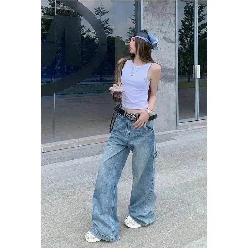 Jean pantalon street en denim cargo large et ample style boyfriend EX-STOCK Canada