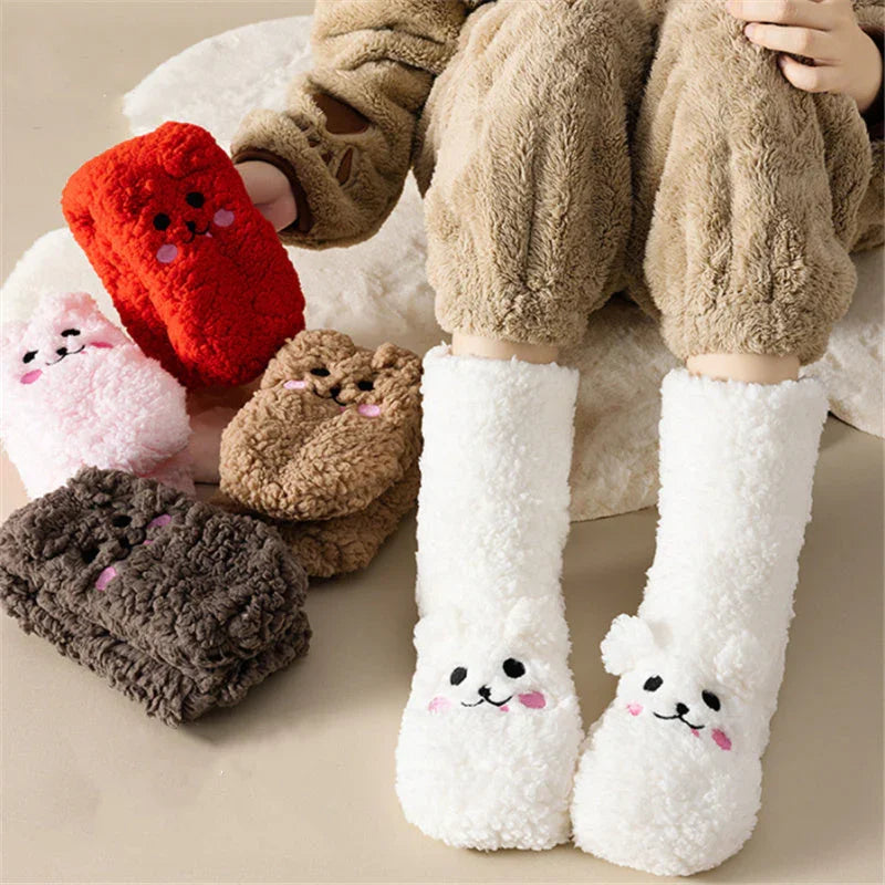 Winter Floor Socks Velvet Thicken Warm Coral Velvet Cute Socks Japanese-style Home Footwear Non-slip Socks New Year Gifts Winter Gadgets EX-STOCK Canada