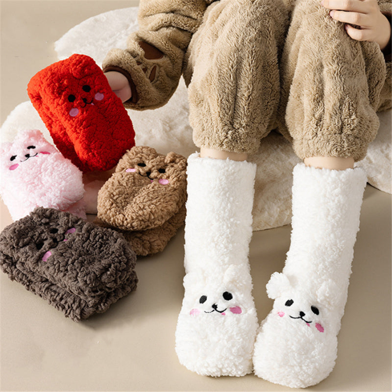 Winter Floor Socks Velvet Thicken Warm Coral Velvet Cute Socks Japanese-style Home Footwear Non-slip Socks New Year Gifts Winter Gadgets EX-STOCK Canada