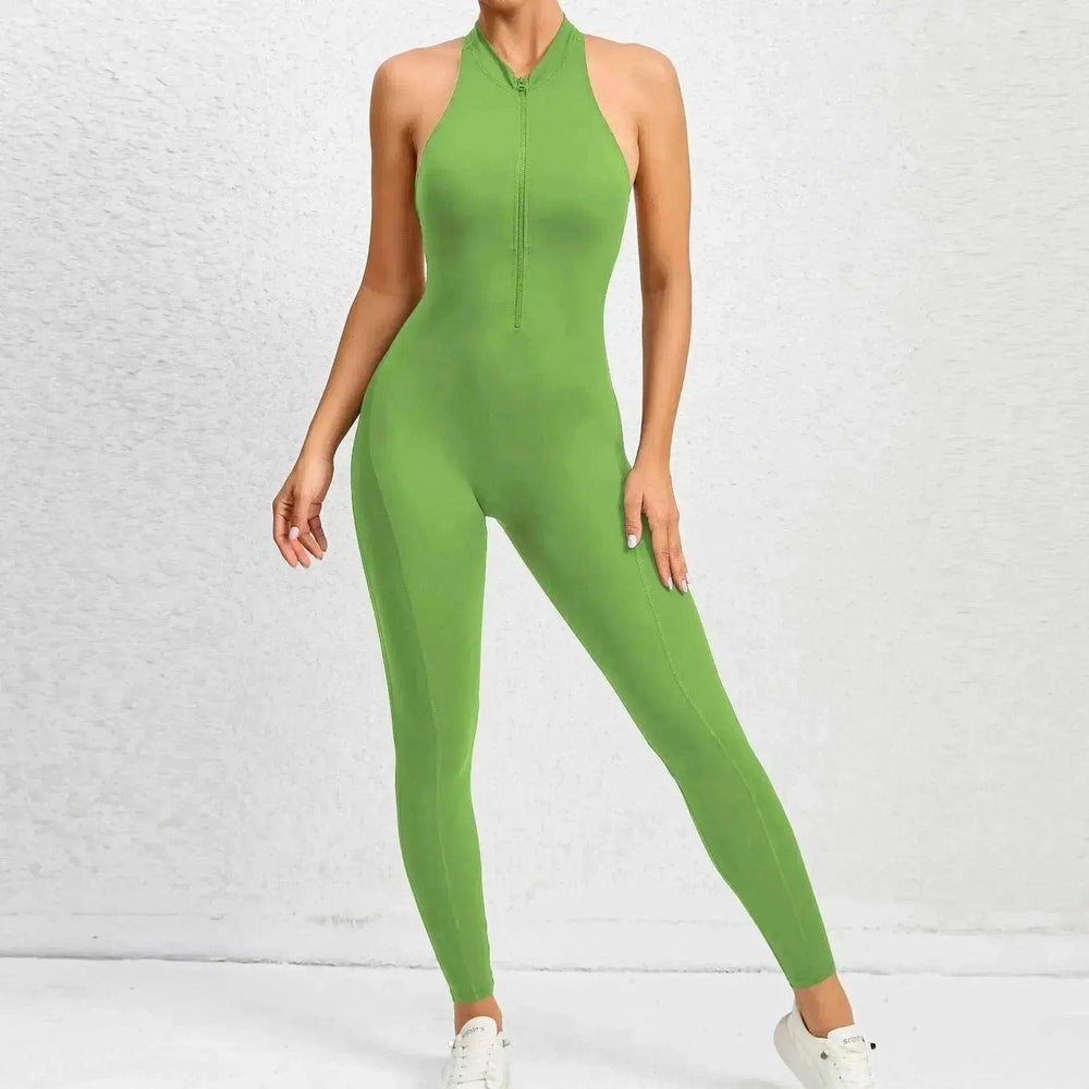 Combinaison de sport sculptante extensible pour femme, sans manches, à fermeture éclair - EX-STOCK Canada
