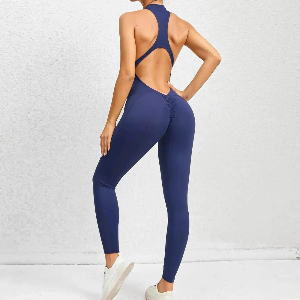 Woman's Zippered Sleeveless Stretch Shapewear Sports wear Jumpsuit - EX-STOCK Canada