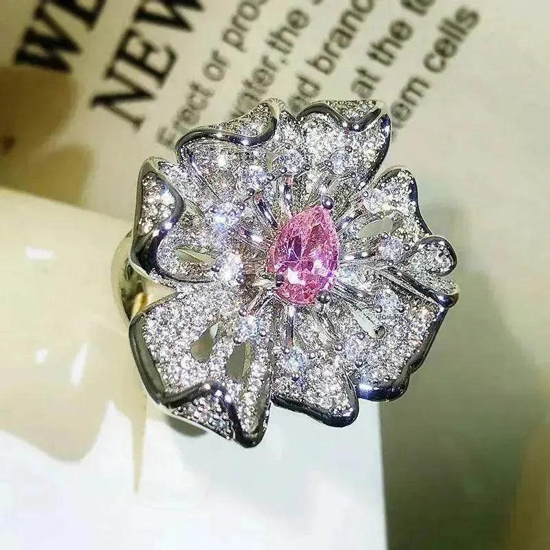 Bague de mode femme diamant fleur ouverte - EX-STOCK Canada