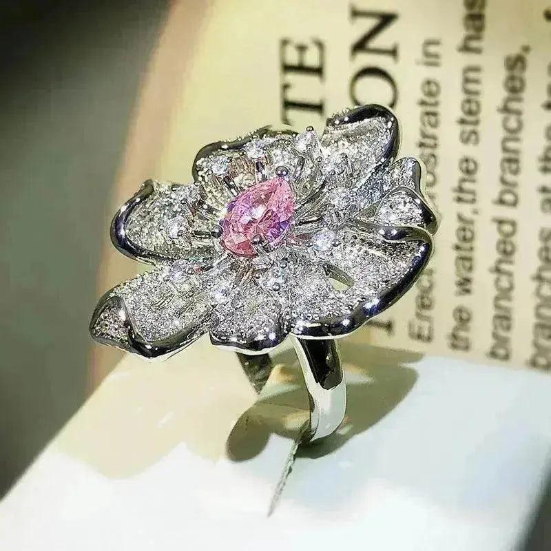 Bague de mode femme diamant fleur ouverte - EX-STOCK Canada