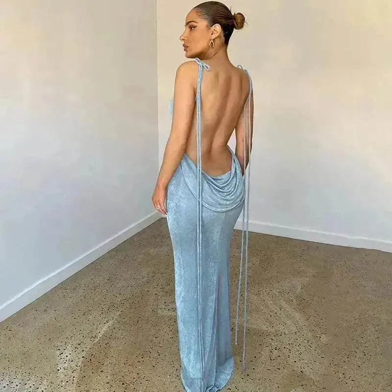 Robe moulante charmante dos nu à bretelles, robe tube à col halter, tenues de fête en club et de plage, été - EX-STOCK Canada