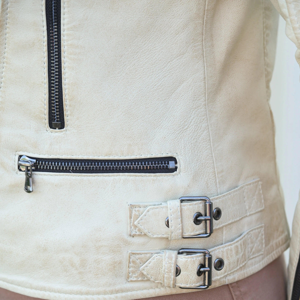 Veste en cuir de mouton style motard pour femmesEX-STOCK Canada