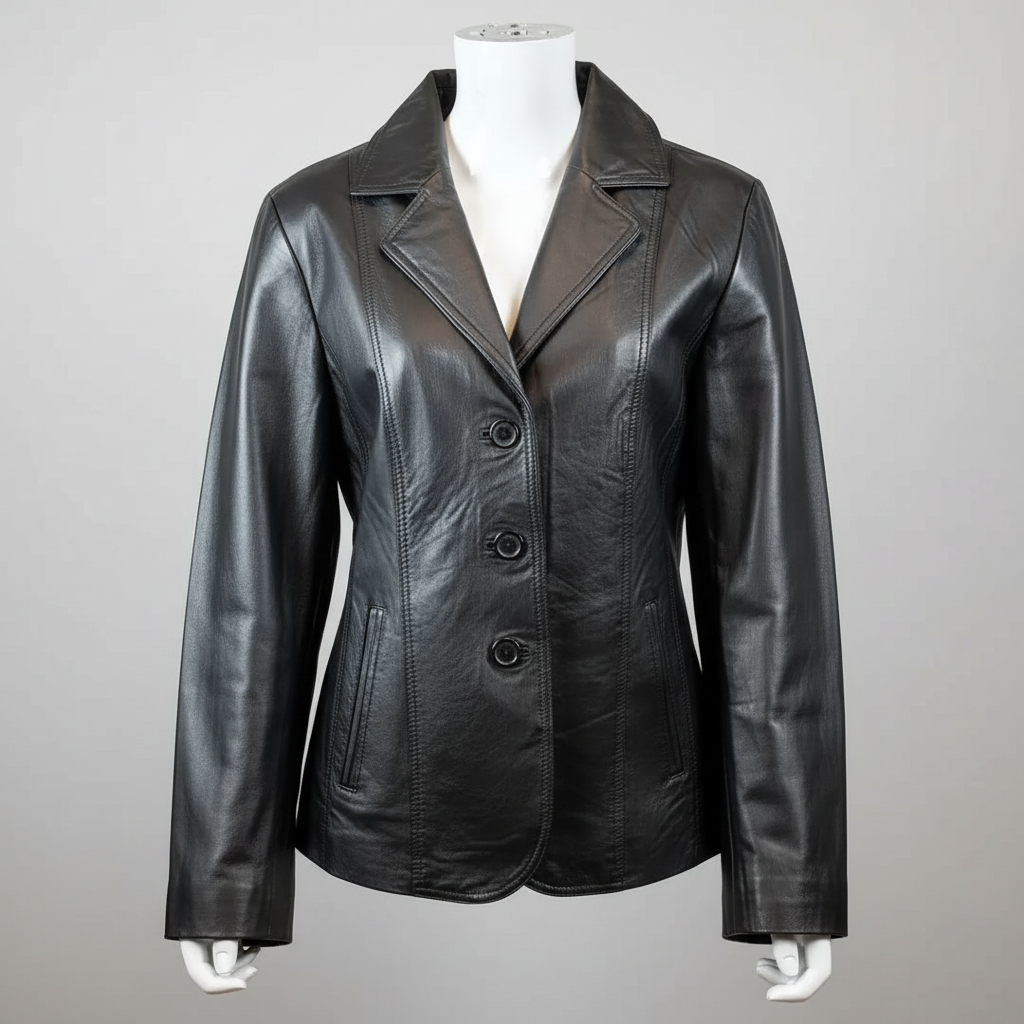 Women's Blazer Stitched Leather Jacket