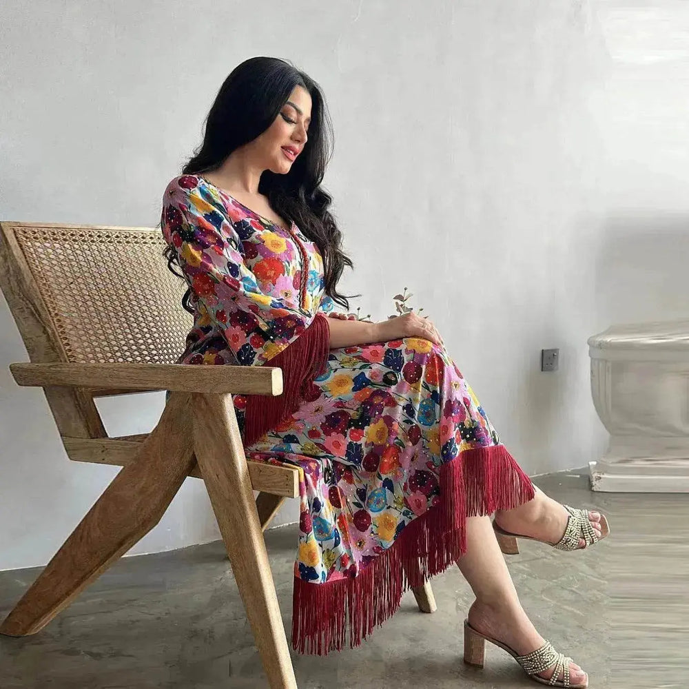 Women's Bronzing Printed Casual Dubai Arab Robe - EX-STOCK Canada