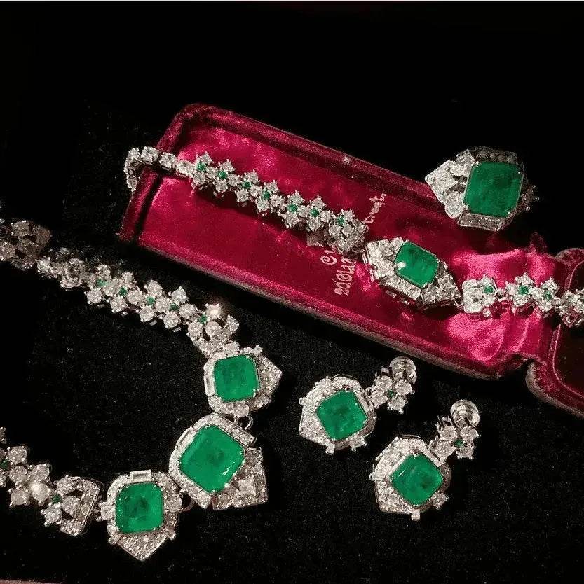 Women's Caviar Emerald Necklace Wheat Zircon Bracelet - EX-STOCK Canada