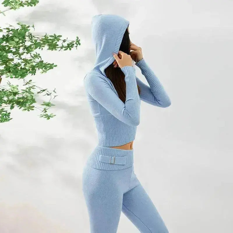 Women's Comfortable Hoodie Leisure Charming Long Sleeve Sweater And High Waist Long Pants Suit - EX-STOCK Canada
