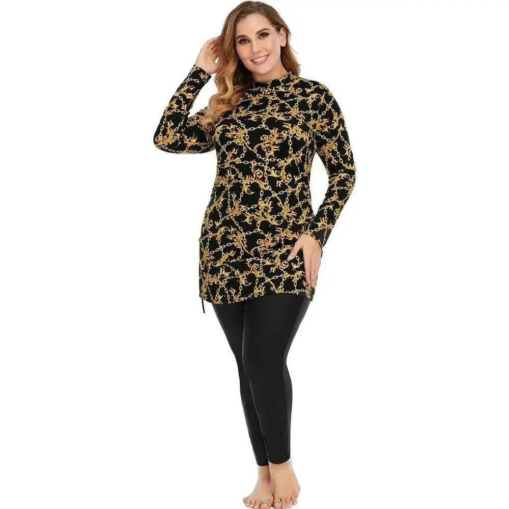 Women's Conservative Swimsuit, Floral Print, Women's Arab Swimsuit - EX-STOCK Canada