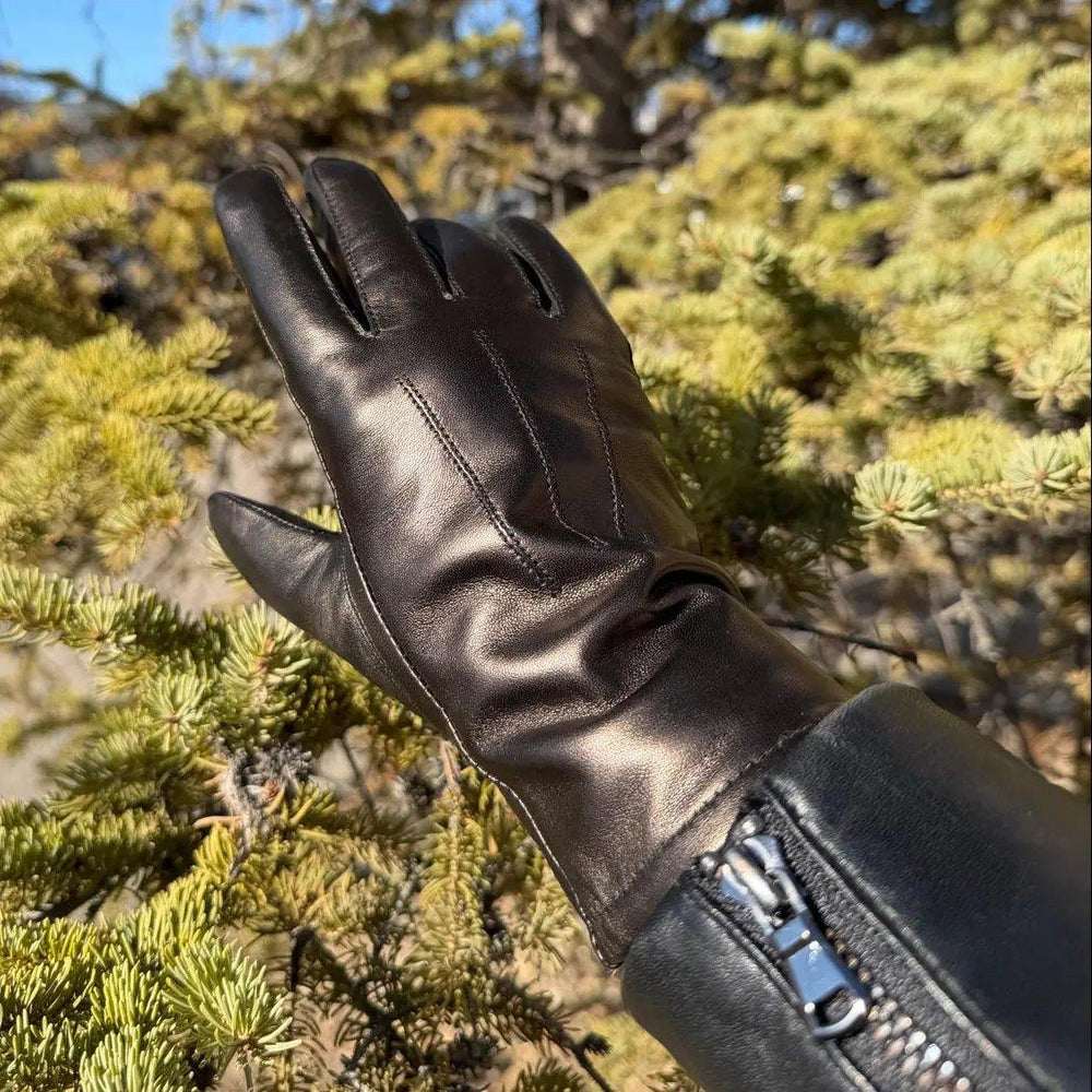 Women's Drum Dyed Lamb Leather Gloves with Luxurious Rabbit Fur Trim EX-STOCK Canada