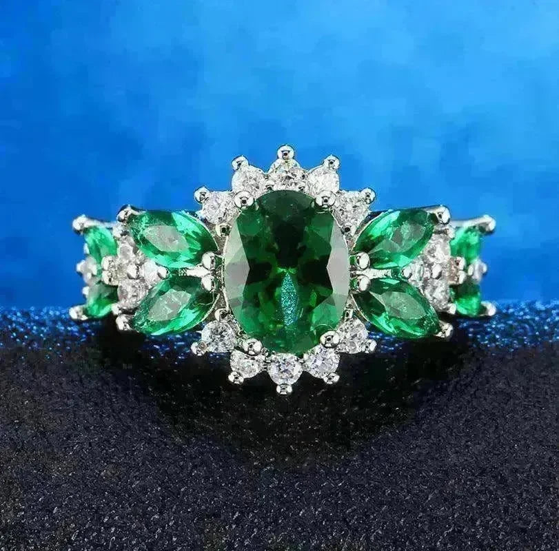 Women's Emerald Zircon Ring Bracelet - EX-STOCK CANADA