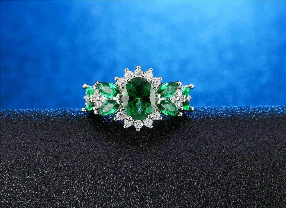 Women's Emerald Zircon Ring Bracelet - EX-STOCK Canada