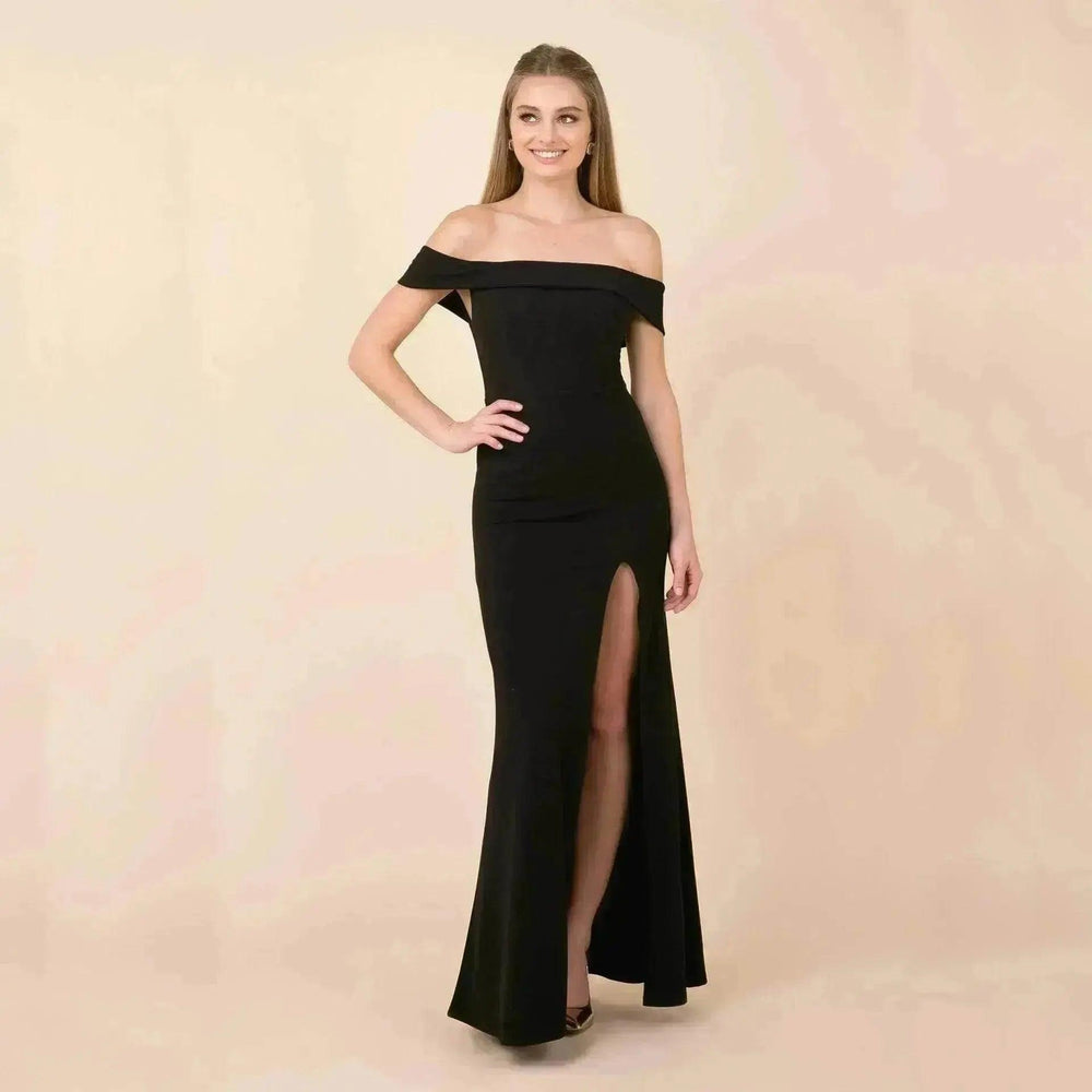 Robe de soirée moulante élégante pour femmes, encolure bateau, fente formelle. EX-STOCK Canada