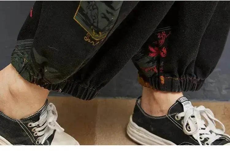 Jeans à bretelles imprimés pour femmes grande taille réducteurs d'âge - EX-STOCK Canada