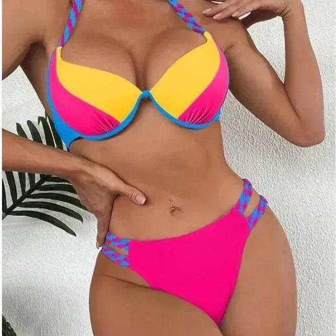 Maillot de bain deux pièces pour femme, triangle, taille haute, assorti selon le tempérament et la couleur - EX-STOCK Canada