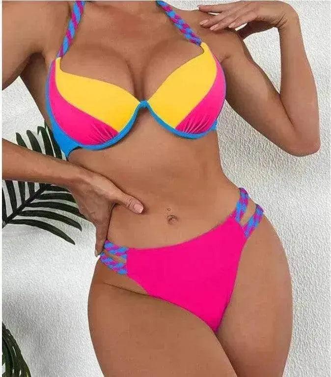 Maillot de bain deux pièces pour femme, triangle, taille haute, assorti selon le tempérament et la couleur - EX-STOCK Canada