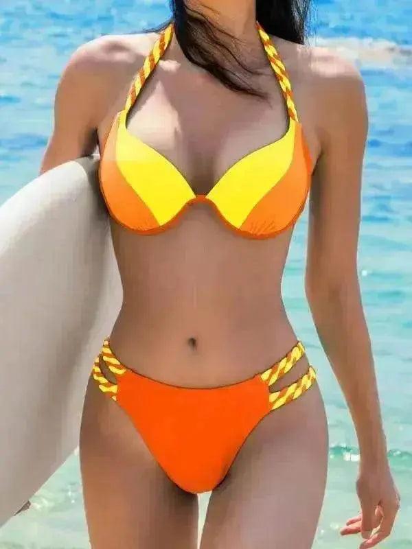 Maillot de bain deux pièces pour femme, triangle, taille haute, assorti selon le tempérament et la couleur - EX-STOCK Canada