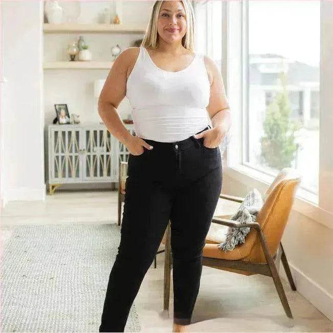 Women's Fashionable Simple High-grinding Elastic Plus Size Jeans - EX-STOCK Canada