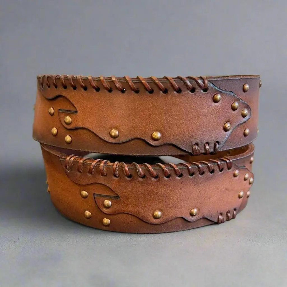 Women's Full-Grain Leather Belt with Studs EX-STOCK Canada
