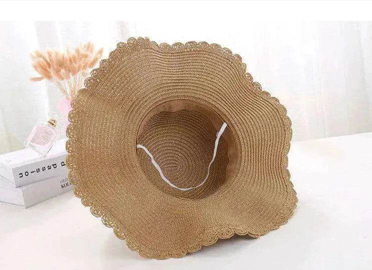 Women's Han Korean Edition Big Beach Wavy With Leather Rope Weaving Hat - EX-STOCK Canada