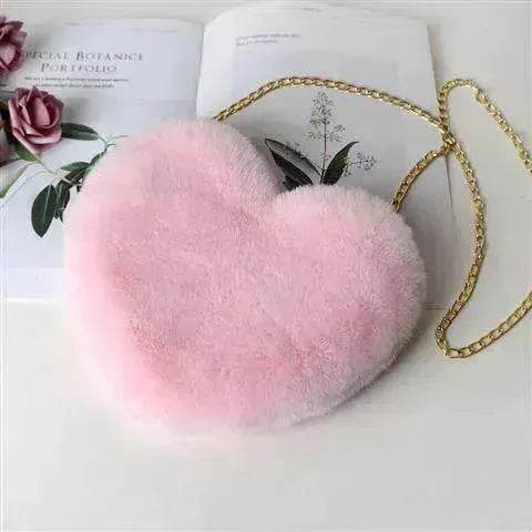 Women's Heart Shaped Plush Chain Shoulder & Hand Bag - EX-STOCK Canada