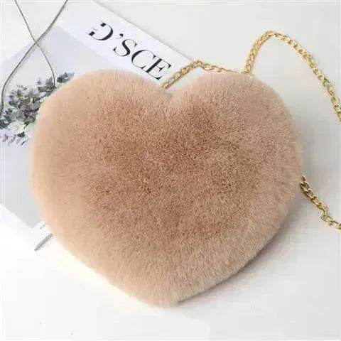 Women's Heart Shaped Plush Chain Shoulder & Hand Bag - EX-STOCK Canada
