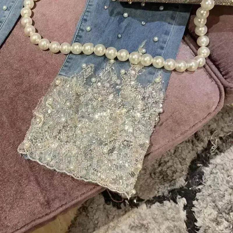 Women's Heavy Industry Beads Sequined Jeans Trouser - EX-STOCK Canada