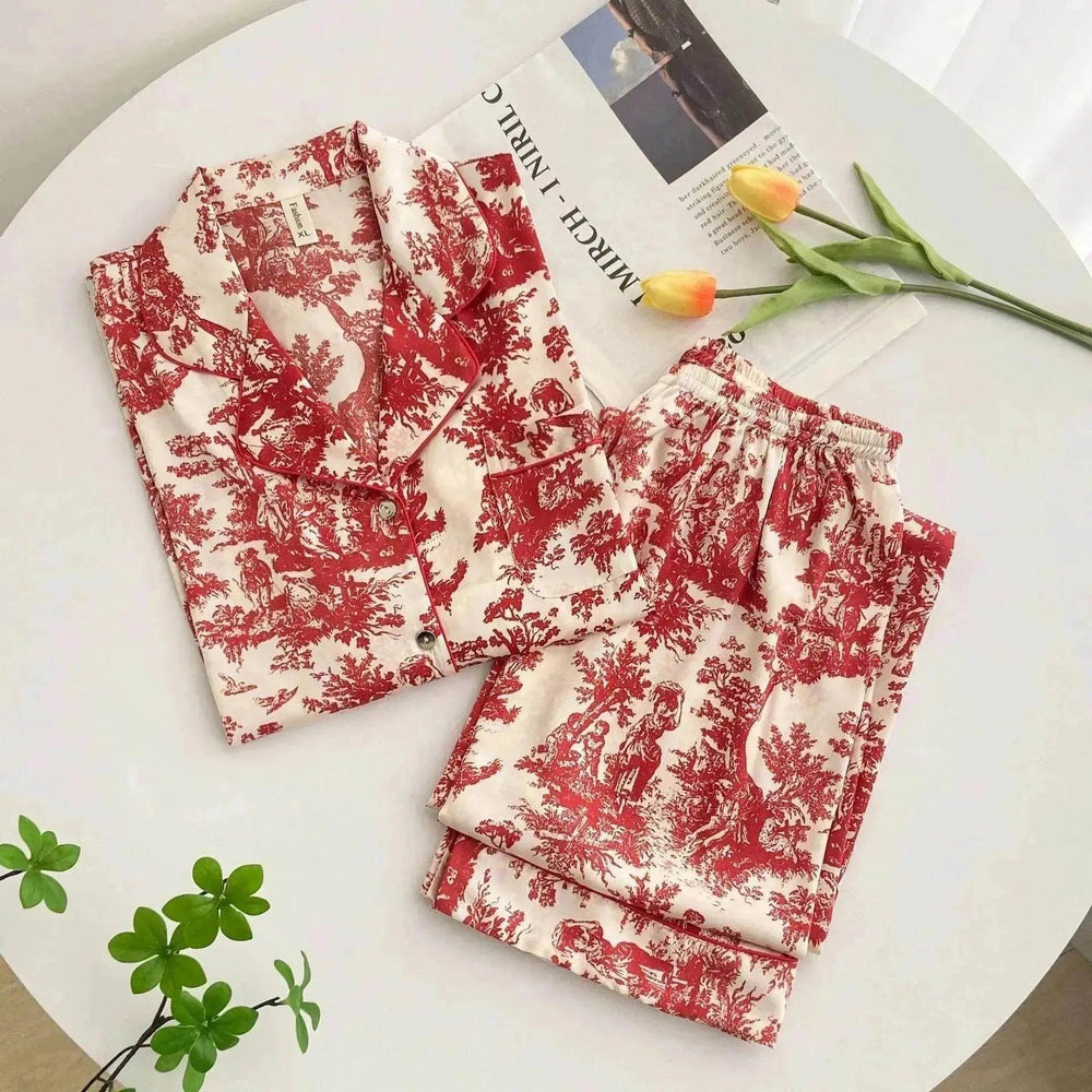 Pyjamas en soie glacée pour femmes avec nouveau motif imprimé à l'encre : vêtements d'intérieur à manches longues - EX-STOCK Canada