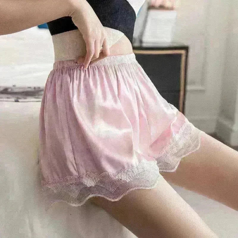 Women's Ice Silk Seamless Outer Wear Lace Loose Shorts - EX-STOCK CANADA