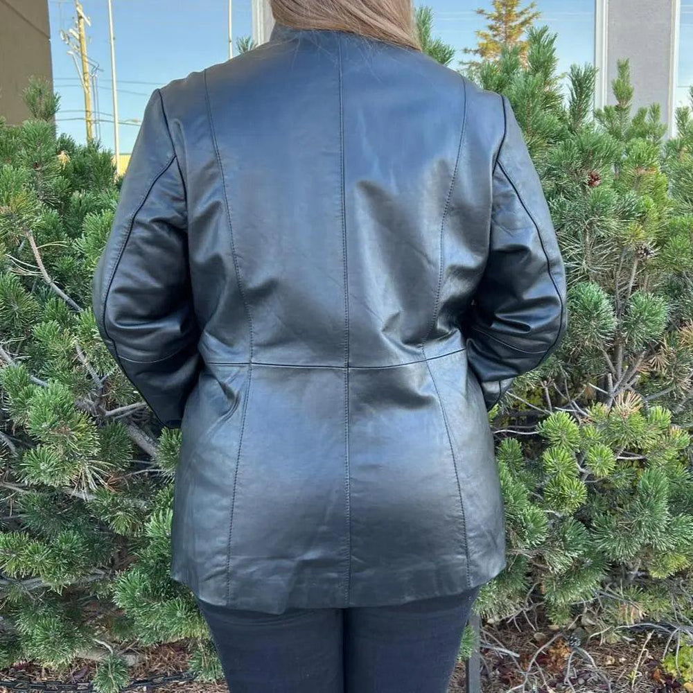 Women's Lamb Leather Jacket with Zipper and Dual Pockets EX-STOCK Canada