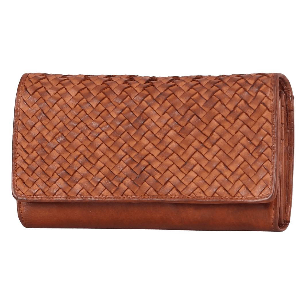 Women's Leather Basket Weave Purse