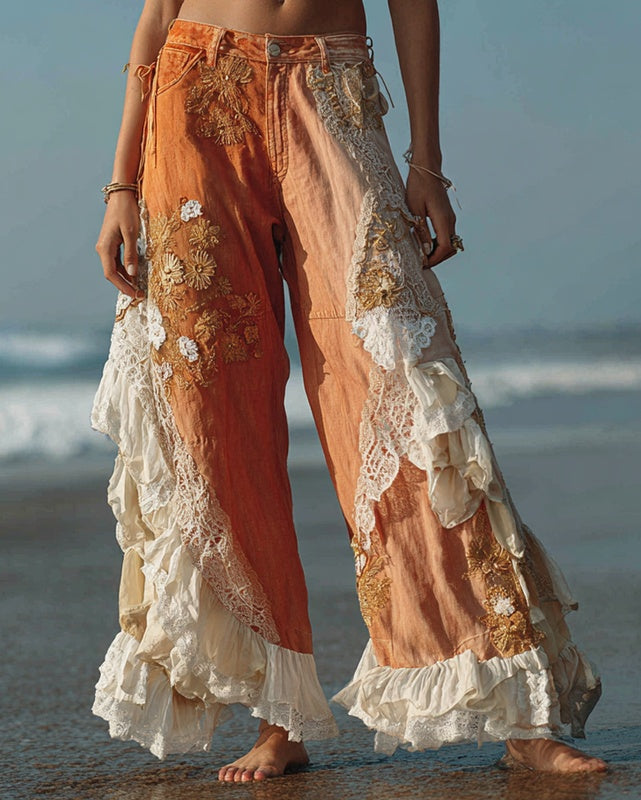 Women's Leisure Fashion Retro Print High-Waisted Pants, Comfortable Fake Jeans That Can Slim The Legs EX-STOCK Canada