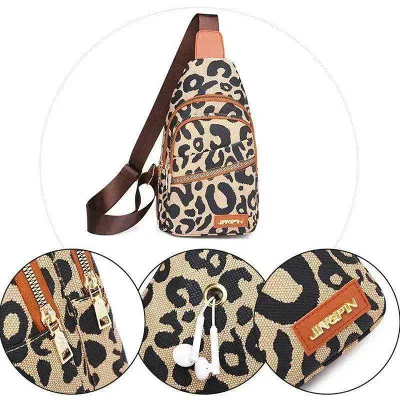 Women's Leopard Print Sling Chest Crossbody & Backpack Bag With Headphone Jack - EX-STOCK Canada