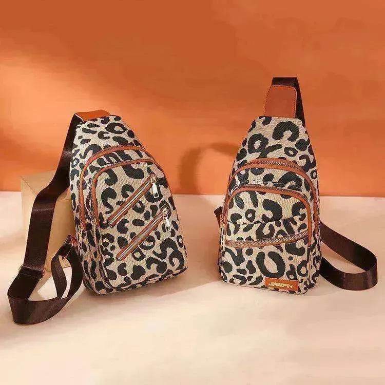 Women's Leopard Print Sling Chest Crossbody & Backpack Bag With Headphone Jack - EX-STOCK Canada