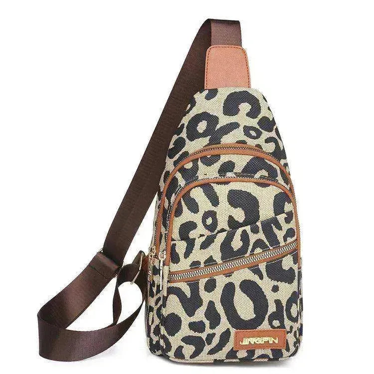Sac bandoulière et sac à dos pour femme à imprimé léopard avec prise pour casque EX-STOCK CANADA