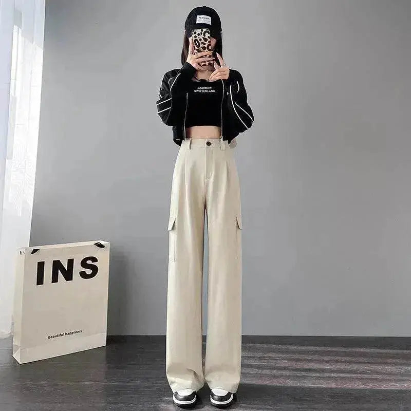 Women's Overalls High Waist Trousers Straight Casual Wide Leg Pants - EX-STOCK Canada