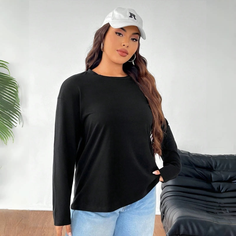 Women's Solid Color Loose Round Neck Top EX-STOCK Canada