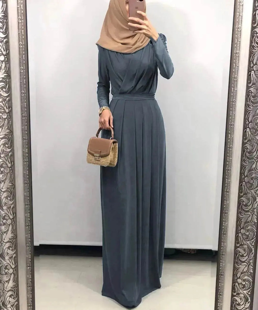 Women's Solid Color Middle Eastern Arab Long Dress - EX-STOCK Canada