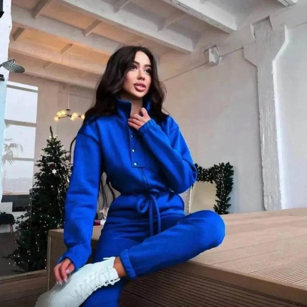 جمبسوت نسائي بأكمام طويلة و ياقة قائمة، ضيق عند الخصر، أسلوب أوروبي وأمريكي للاسترخاء EX-STOCK Canada
