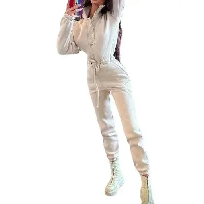 Women's Stand up Collar Cinched European And American Leisure Jumpsuit - EX-STOCK Canada