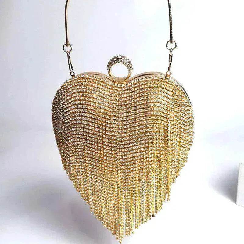 Women's Tassel Heart Shape Inlaid Diamond Handbag - EX-STOCK Canada