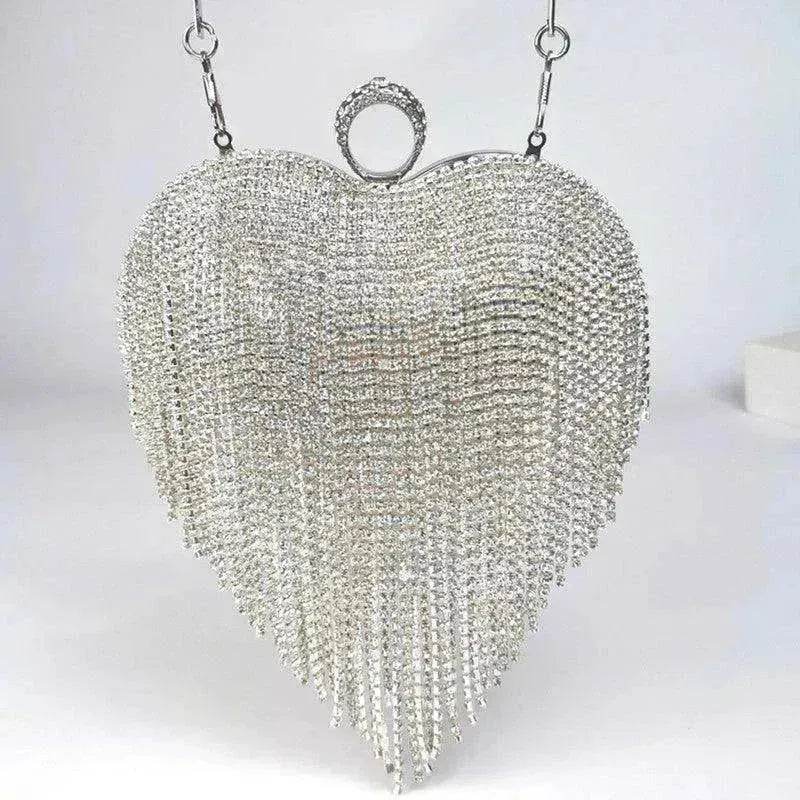 Women's Tassel Heart Shape Inlaid Diamond Handbag - EX-STOCK Canada